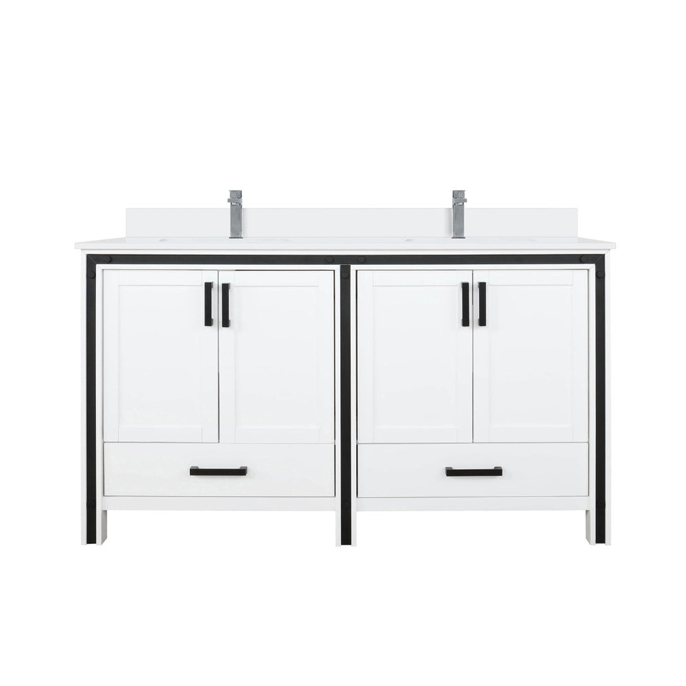 English Elm White Double Bath Vanity With White Quartz Top & Polished Faucet Set – Stylish Storage Solution! B2731P260616-GIGA