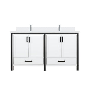 English Elm White Double Bath Vanity With White Quartz Top & Polished Faucet Set – Stylish Storage Solution! B2731P260616-GIGA