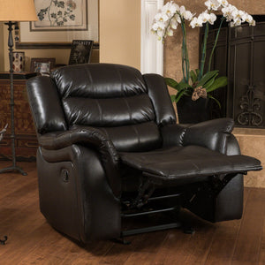 English Elm Christopher Knight Home® - Classic Design Recliner Black Berry PU Upholstery Glider Recliner Spacious Soft Seat Durable Frame Comfort N763P215170B