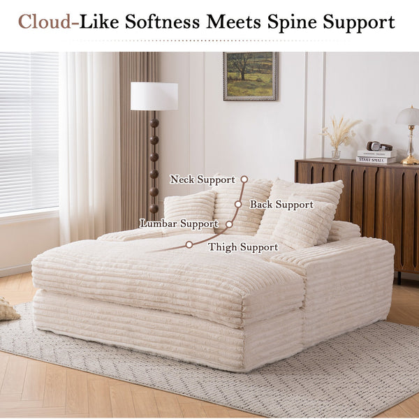 English Elm 028-oversized Corduroy Chaise Sleeper Sofa with Foam Support for Apartments W527P412860
