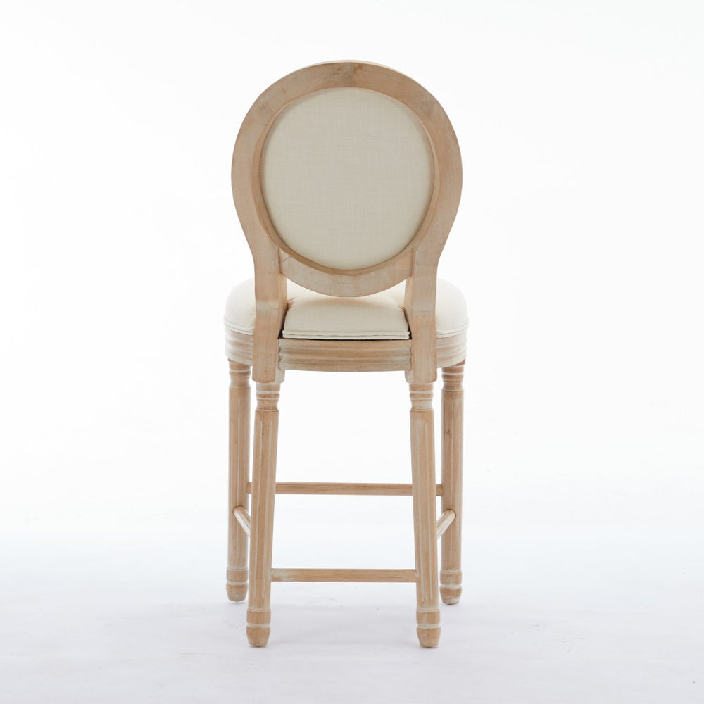 English Elm Solid Wood Bar Stools Set Of 2 - Rustic French Country Design With Upholstered Seating For Comfort W1622P221395-GIGA