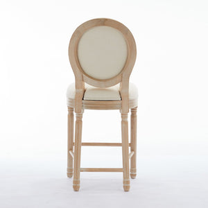 English Elm Solid Wood Bar Stools Set Of 2 - Rustic French Country Design With Upholstered Seating For Comfort W1622P221395-GIGA