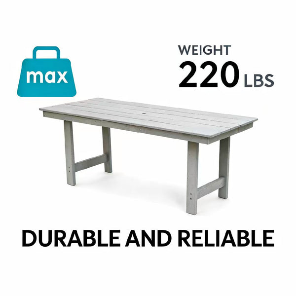 English Elm Hdpe Outdoor Dining Table Wood Grain Finish Seats Six with Umbrella Hole Patio Ready Gray W3805P388848