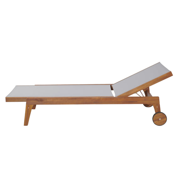 English Elm Christopher Knight Home® - OUTDOOR Chaise Lounge with Acacia Wood Frame and Breathable Mesh Seating for Durable Outdoor Comfort Grey,Natural 63.5 L x 31.25 W x 6 H N776P286344E