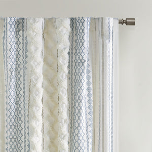 English Elm Cotton Printed Chenille Stripe Curtain Panel with Lining, 50x108, Rod Pocket & Back Tabs for Light Control and Texture Decor B035P294215