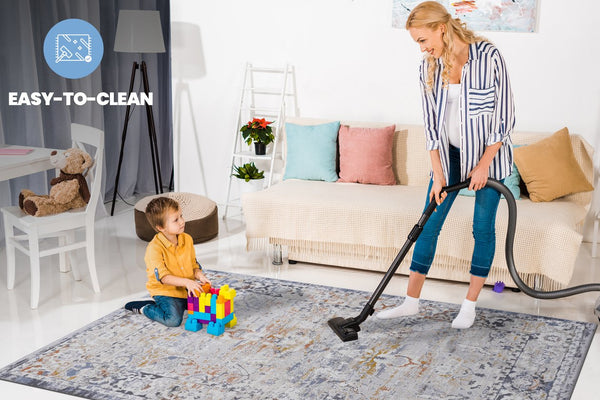 English Elm Loom & Luxe Collection 5X7 Ivory/Grey Area Rug - Stylish, Stain Resistant, Durable For Home & Office B335P289494