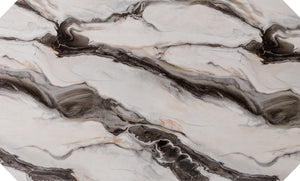 English Elm Jasper Faux Panda Marble Coffee Table with Solid Wood Base, Clipped Corners & Contemporary Flair Black+Ivory 29 L x 29 W x 6.5 H B201P296302