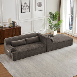 English Elm Chenille Oversized L-Shaped Sectional Sofa - Minimalist Design, Comfy Tufted Couch For Any Space W2339S00065