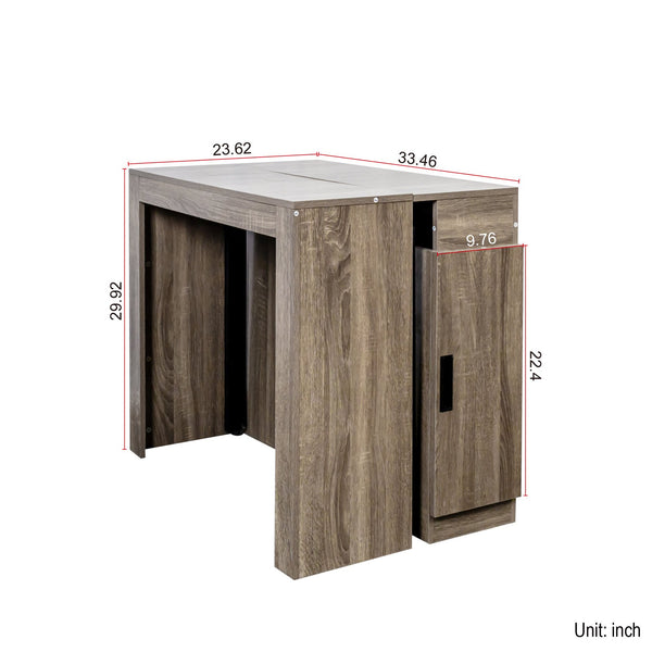 English Elm Modern Extendable Dining Table with Built-In Outlet, USB Ports & Storage, Space-Saving Console to 118" Brown W331S00192