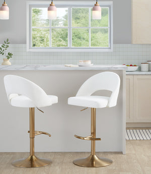 English Elm Fixed-height Metal Frame Barstools with Upholstered Seats and Geometric Footrest Set of 2 B202S01999