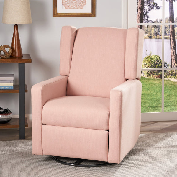 English Elm Christopher Knight Home® - Swivel Recliner Pushback Chair with Lever & Wingback Design, Space-Saving Swivel Recliner for Living Room Blush 67547.00