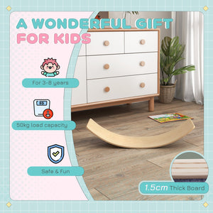 English Elm Qaba Wooden Balance Board for Kids 35" — Natural Pine Wobble Toy Enhances Balance, Strength, Playtime W2225P249767