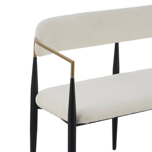 English Elm Metal Boucle Settee Loveseat with Sculptural Toothpick Legs for Modern Living Spaces Beige,Gold+Black N771P247148B