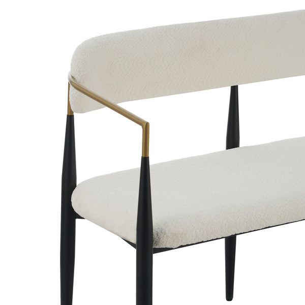 English Elm Metal Boucle Settee Loveseat with Sculptural Toothpick Legs for Modern Living Spaces Beige,Gold+Black N771P247148B