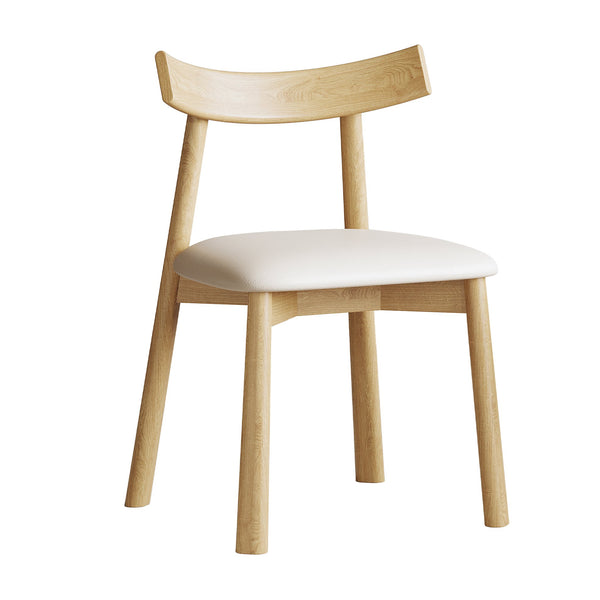 English Elm Set of 2 Armless Wood Dining Chairs Leather Cushioned Ergonomic Curved Back Natural W2700P388274