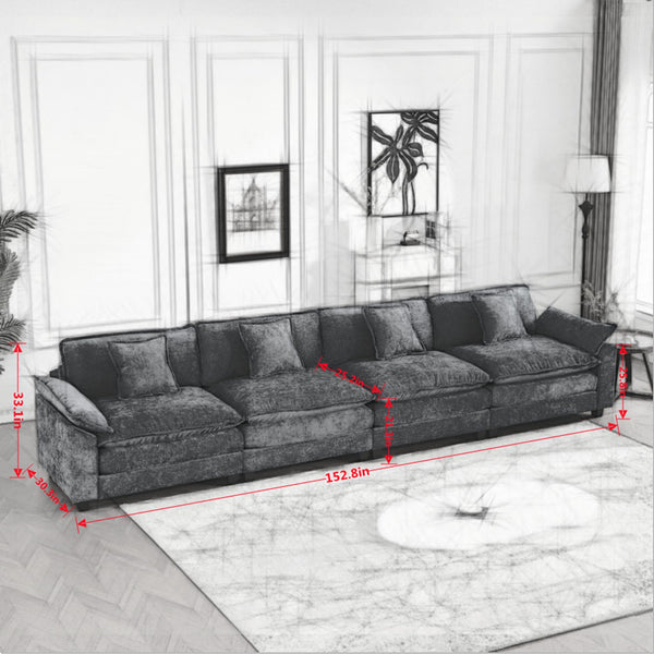 English Elm Wider Ergonomic Loveseat with Breathable Chenille Upholstery, Modular Design, Plush Double-Layer Cushioning W1143S00043 W1143S00043