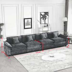 English Elm Wider Modern 3-Seat Sectional Couch In Green Chenille – Comfy, Modular, Breathable Design For Any Room W1143S00045-GIGA