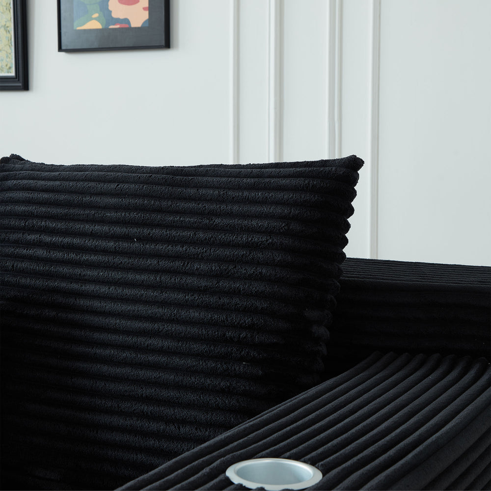 English Elm Sofa Modular Cloud Sectional with Overstuffed Corduroy Cushions for Modern Living Rooms Black W848P309967
