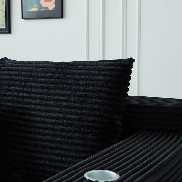English Elm Sofa Modular Cloud Sectional Overstuffed Corduroy Lounging Comfort for Modern Living Rooms Black W848P309965