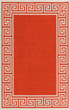 Unique Loom Outdoor Coastal Caye Machine Made Border Rug Rust Red, Ivory 5' 3" x 8' 0"