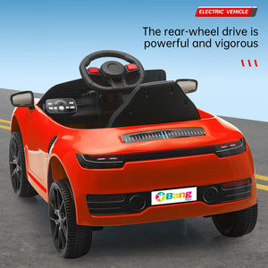English Elm Ride on Electric Sports Car for Kids 12v Dual Motor with Remote Swing and Led Lights Red W1760P358679