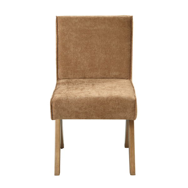 English Elm Zoey Plush Chenille Side Chair with Oak Veneer Frame, Padded Seat & Back for Comfortable Dining Chocolate 34.25 L x 27.56 W x 21.85 H B2726P402037