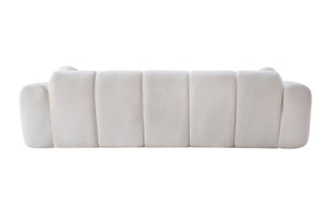 English Elm 98.4" Corduroy Cloud Puff Sofa Vacuum Packed 4-seater Living Room Couch with Pillows White W5515P477281