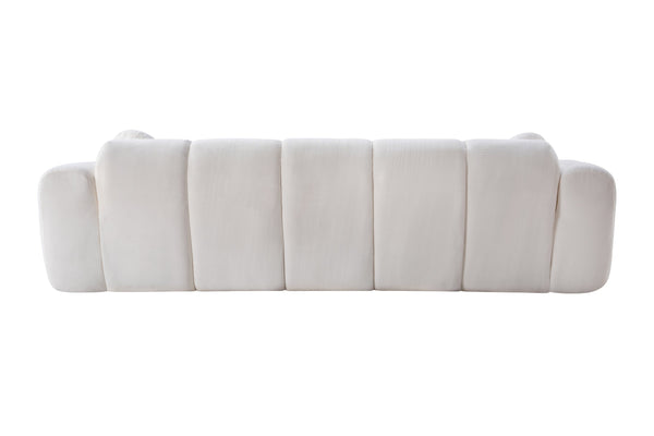 English Elm 98.4" Corduroy Cloud Puff Sofa Vacuum Packed 4-seater Living Room Couch with Pillows White W5515P477281
