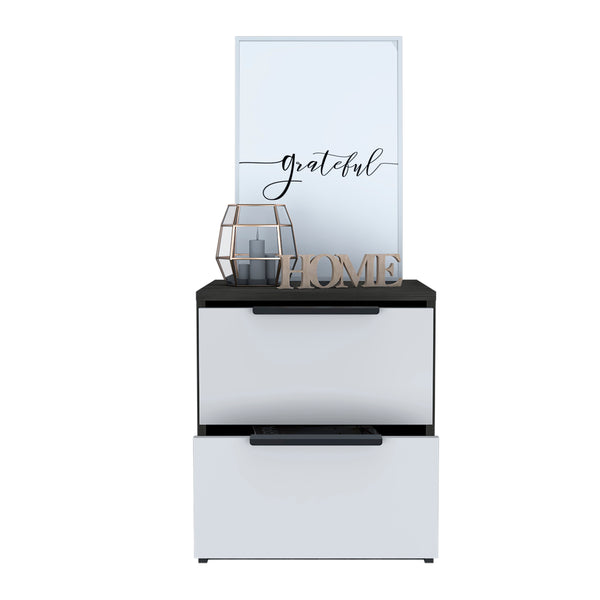 English Elm Washington Two Drawer Nightstand with Open Shelf Modern Two Tone Bedroom Storage B128P148988