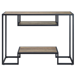 English Elm Rustic Oak And Black Console Table With 2-Tier Storage For Entryway, Sofa, Or Living Room Decor B062P185673-GIGA