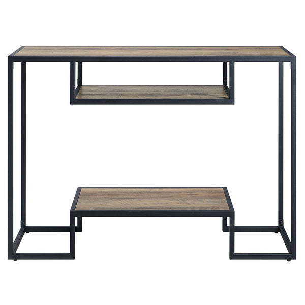 English Elm Rustic Oak And Black Console Table With 2-Tier Storage For Entryway, Sofa, Or Living Room Decor B062P185673-GIGA