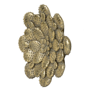 English Elm D10X1.6" Luminous Gold Succulent Wall Plaque - Modern Glam Decor For Chic Interiors & Gallery Walls W2078P223122