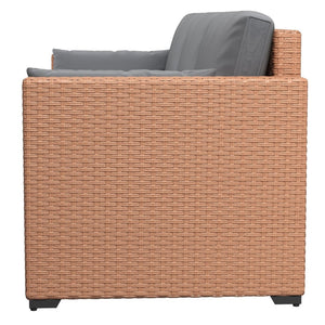 English Elm Outsunny Wicker Patio Couch - Stylish 3-Seat Sofa With Plush Cushions, Steel Frame, Outdoor Comfort W2225P174001-GIGA