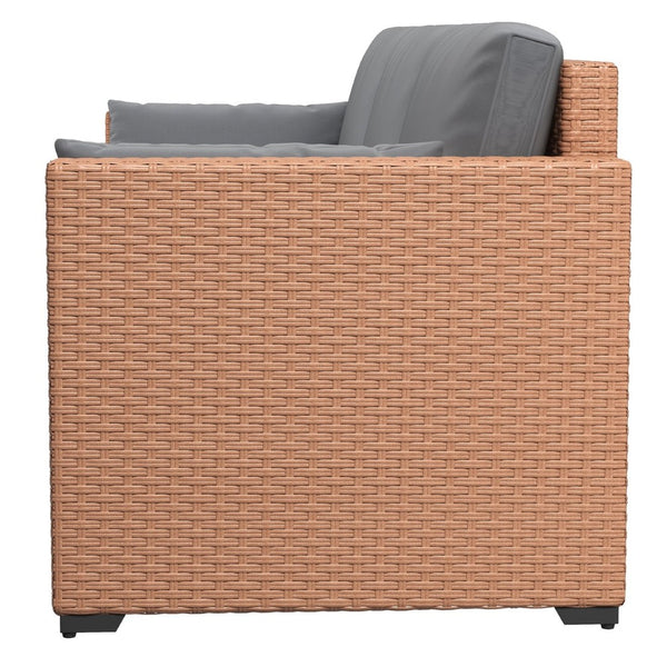 English Elm Outsunny Wicker Patio Couch - Stylish 3-Seat Sofa With Plush Cushions, Steel Frame, Outdoor Comfort W2225P174001-GIGA