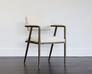 Sunpan VENTOUZ Dining Armchair – Beige Linen, Industrial Strength with Mid-Century Style for Versatile Spaces 102778