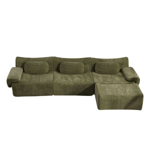 English Elm Modular Chenille Deep Seat Sectional Sofa with Bamboo Frame for Living Room Lounge Green W1829S00069