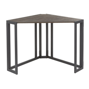 English Elm Roman L-shaped Corner Desk with Espresso Bamboo Top and Black Powder-coated Steel Frame B202P223961