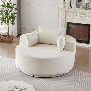 English Elm 55''l 55'l Chenille Foam Swivel Lounge Chair Plush 360 Rotation Modern Seating for Any Room W834S00592
