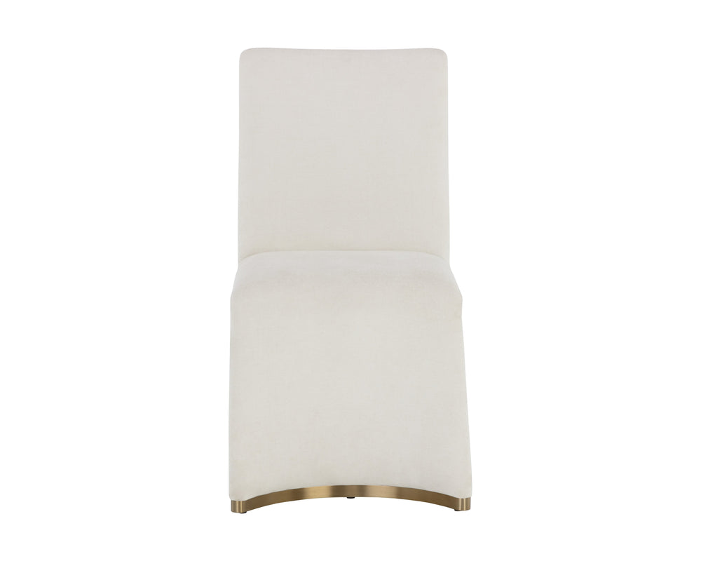 Sunpan Iluka Dining Chair Set of 2 - Elegant Curved Design with Chic Gold Stainless Steel Accents Danny Ivory