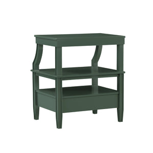 English Elm Newland Vintage Green Storage Nightstand with Drawer, Pull-Out Tray, Fluted Legs & Ample Shelf Space B050P376940