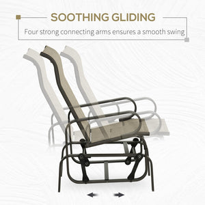 English Elm Outsunny Outdoor Glider Chair - Lightweight Patio Rocking Chair With Ergonomic Design & Durability W2225P174350-GIGA