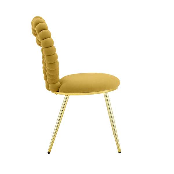 English Elm Unique Heart Shaped Bubble Tufted Velvet Accent Chair Glam Metal Frame Vanity Seat Gold,Yellow W3875P446140