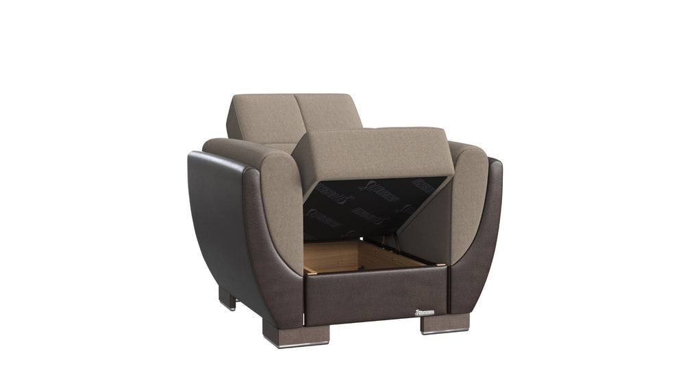 English Elm Primenest Skyhaven Upholstered Convertible Armchair With Storage - Stylish Beige/Brown Design! B030P286170-GIGA