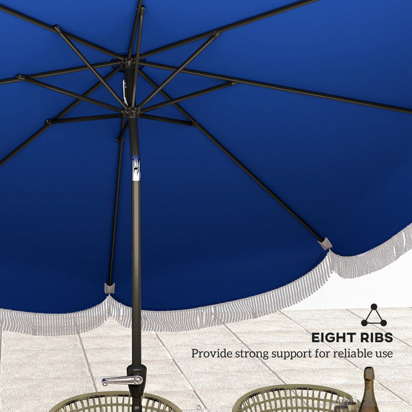 English Elm Vented Patio Umbrella 8.8 Ft Crank Tilt Upf 30 Tassel Resort Canopy Shade T3971P427332