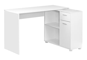 English Elm Computer L-Shaped Desk with Storage Drawers and Cabinet, Compact Corner Workstation for Home Office White 50 L x 27 W x 6 H B2710P219712