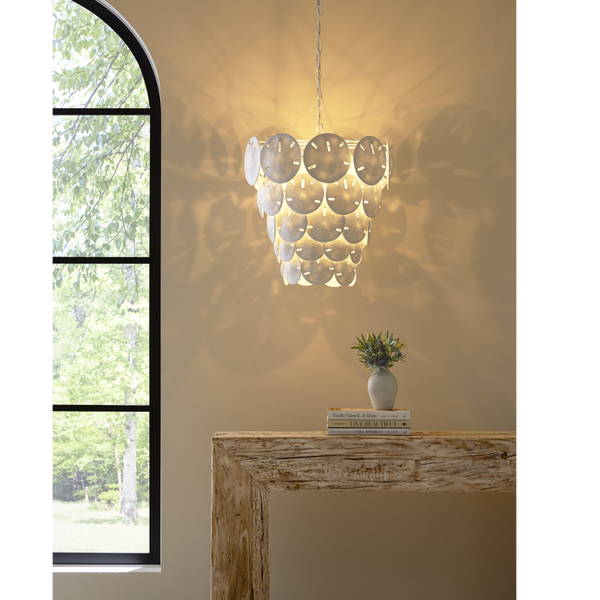 Tulum Coastal White Chandelier by Marjorie Skouras - Elegant Bone China Design, Adjustable & Stylish