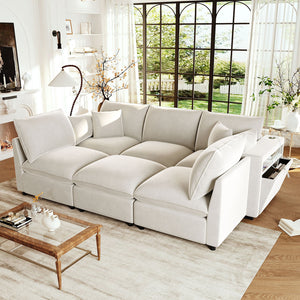 English Elm Swivel Barrel Accent Chair Chenille Tufted Round Club Seat for Living Room Lounge Beige N719S002300A