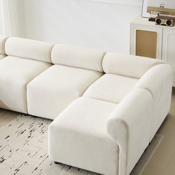 English Elm Christopher Knight Home® - Evelyn 114 In. Modular Sectional Sofa - Customizable 6-Piece Chenille Couch For Modern Living Spaces N773IS00025B