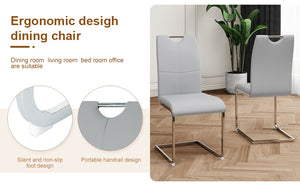 English Elm Modern Faux Leather Dining Side Chairs with Chrome Legs Ergonomic Set of 2 Grey+Silver W210127288