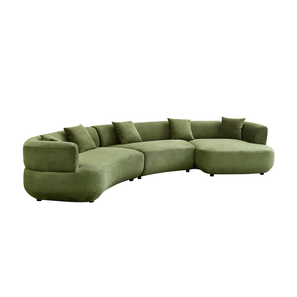 English Elm 155.91 Inch Modular Curved Sectional Sage Green Quilted Polyester Sofa for Living Room W2582S00197